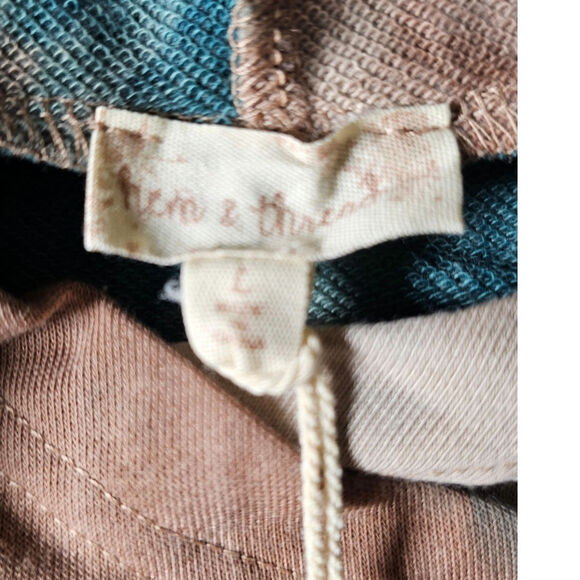 NWT Hem and Thread Womens Tie Die Oversized Hoodie Teal and Brown Large - Picture 10 of 15